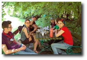 picnic table in the shade